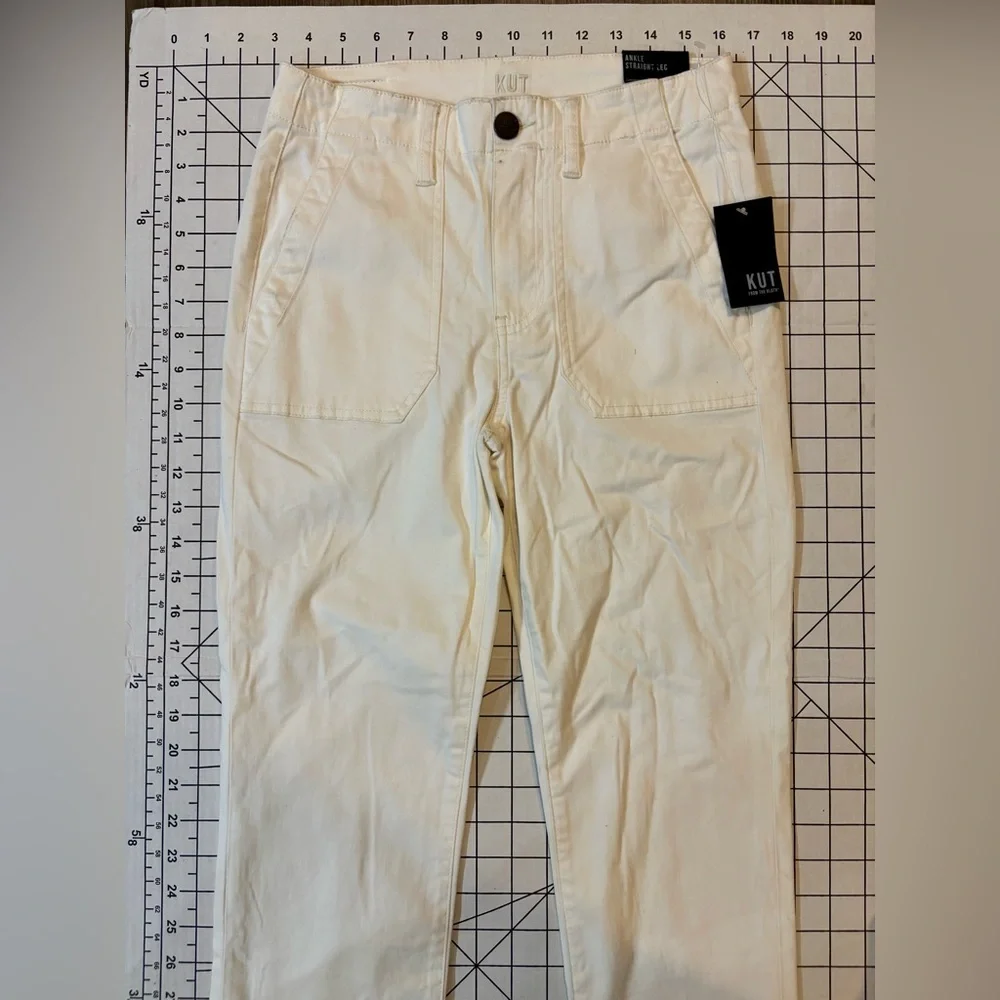 NWT Kut‎ From The Kloth Women’s Size 0 Off-White Ankle Straight Leg Pants